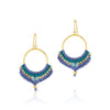 A combination of knotted cords and tiny beads create this textile pattern of blended color encircling a gold-filled hoop. These exquisite bohemian chic earrings are lightweight and an offer a subtle gentle grace.