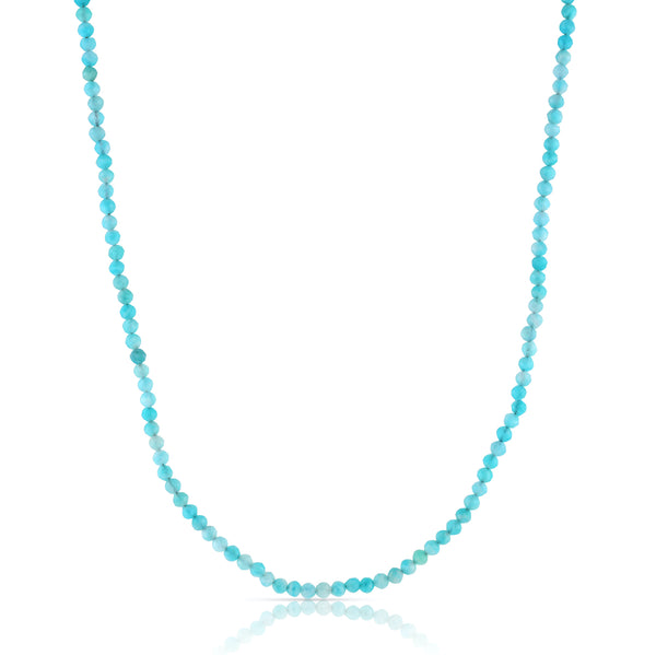 Inspired by the subtle, organic colors of an ocean shoreline, this classic beaded necklace features small, faceted amazonite gemstones and a magnetic clasp.